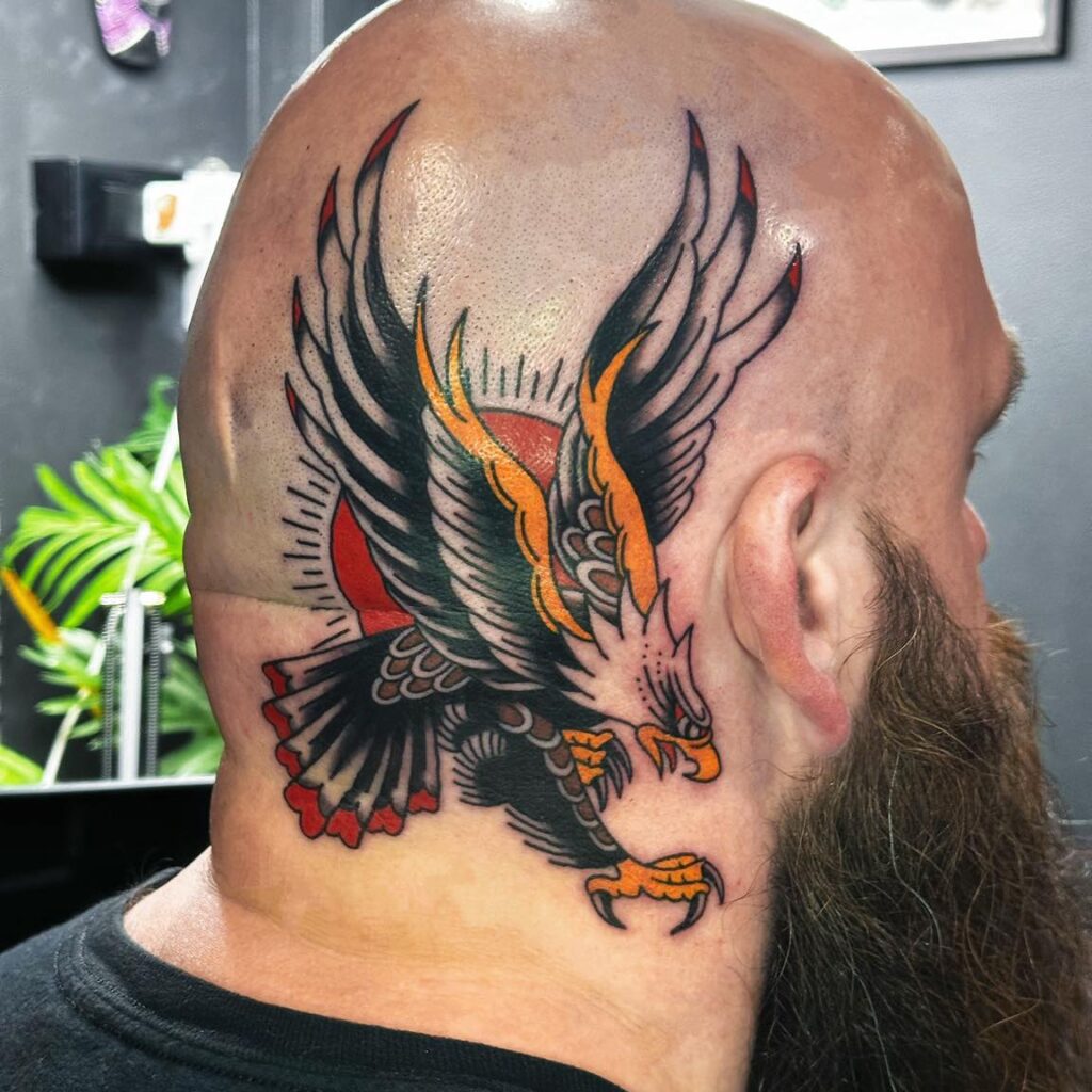 eagle tattoo on head